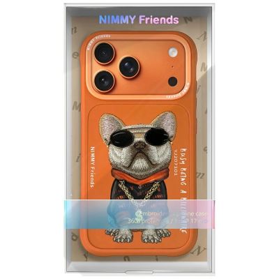 7. Etui Nimmy Glasses Cool Dog na iPhone 17 Pro - pomarańczowe