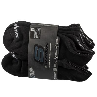 Skechers 6pk Unisex 1/2 Terry Crew Socks S118210-BLK Czarne 41-46
