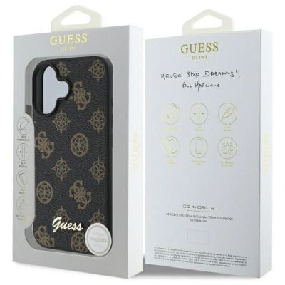 8. Etui Guess Peony Script MagSafe na iPhone 16 - czarne