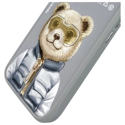7. Etui Nimmy Cool&Cute 2.0 Bear na iPhone 16 - szare
