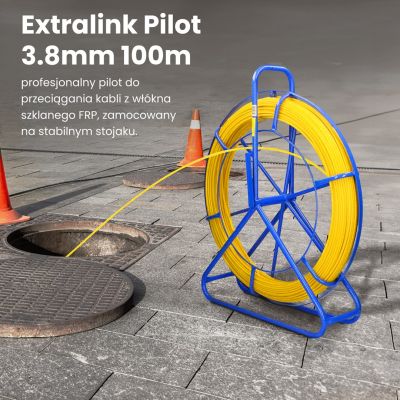 5. Extralink Pilot do przeciągania kabli Pilot 3.8mm 100m włókno szklane FRP, śr. 3,8mm, dł. 100m, żółty