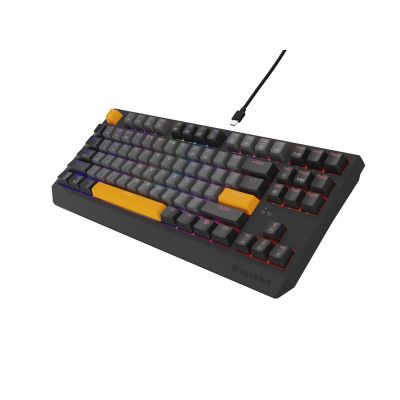 19. GENESIS Thor 230 TKL klawiatura Gaming USB + RF Wireless + Bluetooth QWERTY Czarny, Szary, Pomarańczowy