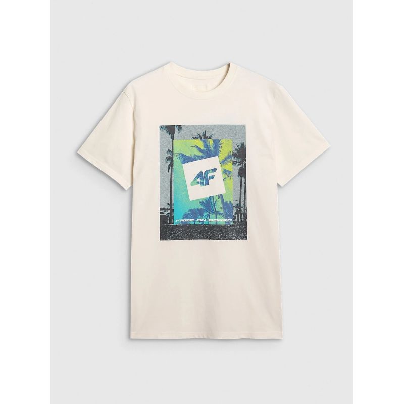 6. T-shirt regular z nadrukiem męski  4F 4FRSS25TTSHM2846-12S