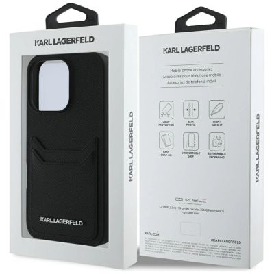 8. Etui Karl Lagerfeld HC Grained PU Cardslot Metal Elong na iPhone 16 Pro Max - czarne
