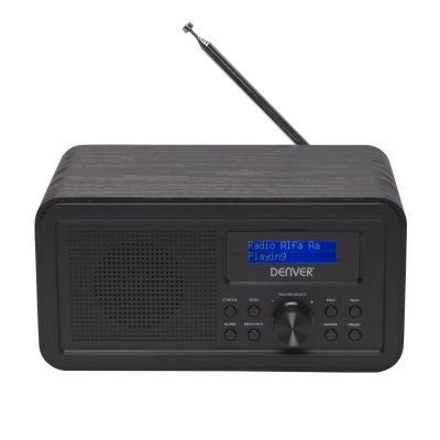 5. Radio DENVER DAB-30 DAB+/FM sieciowe/4xAA z drewnianą obudową czarne