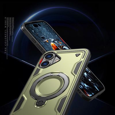 5. Etui Hybrid Armor Trendy z MagSafe na iPhone 16 Plus - zielone