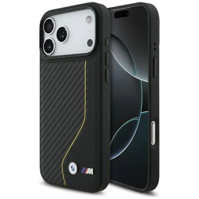 Etui BMW M Carbon Line & Logo MagSafe na iPhone 17 Pro Max - żółte