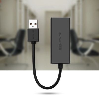 5. Ugreen zewnętrzna karta sieciowa RJ45 - USB 2.0 100 Mbps Ethernet czarny (CR110 20254)