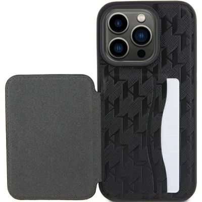 8. Etui Karl Lagerfeld Saffiano Cardslots and Stand Monogram Ikonik Patch do iPhone 15 Pro - czarne