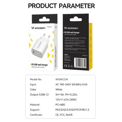 5. Ładowarka sieciowa Wozinsky WGWCCW 20W USB-C - biała