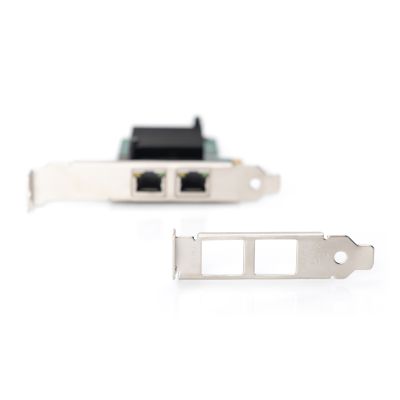 12. DIGITUS KARTA SIECIOWA PCIE PRZEWODOWA 2X RJ45 GIGABIT 10/100/1000MBPS LOW PROFILE DN-10132
