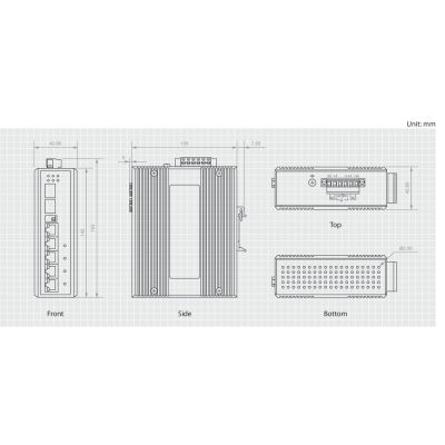 2. Przełącznik LevelOne Industrial Gigabit PoE+ 6-portowy + DIN 160 W 1 Gb/s