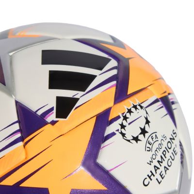 3. Piłka nożna adidas UCL Womens Mini 26/27 League Stage biało-pomarańczowo-fioletowa KE5143
