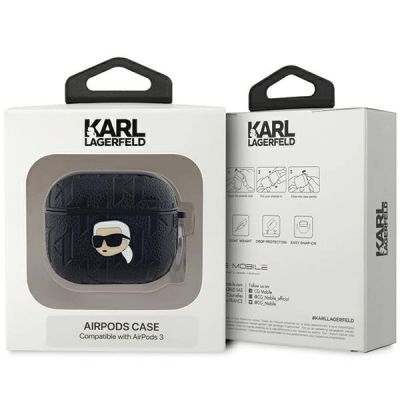 3. Etui Karl Lagerfeld Monogram Karl Head na AirPods 3 - czarne