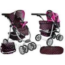 Wózek spacerówka 2w1 z torbą Gondola czarno-różowa 7706 Lean Toys