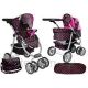 Wózek spacerówka 2w1 z torbą Gondola czarno-różowa 7706 Lean Toys