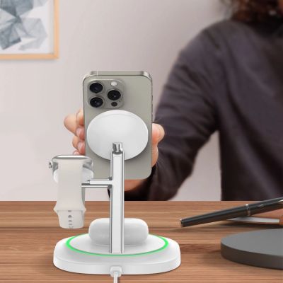 8. Ładowarka indukcyjna Tech-Protect QI15W-A46 3w1 Magnetic MagSafe - biała