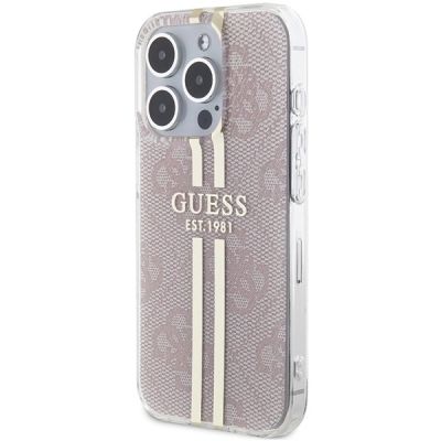 2. Etui Guess IML 4G Gold Stripe na iPhone 15 Pro - różowe