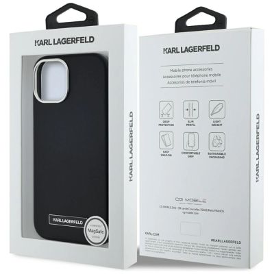 8. Etui Karl Lagerfeld FW Metal Plate MagSafe na iPhone 15 - czarne