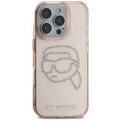 3. Etui Karl Lagerfeld IML Rhinestones Karl Head do iPhone 16 Pro różowy