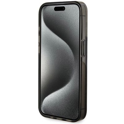 5. Etui Guess Liquid Glitter Gold Stripes na iPhone 15 Pro - czarne