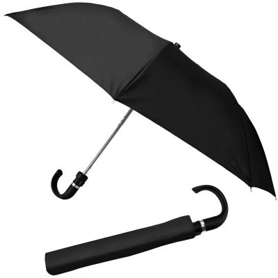 PARASOL KRÓTKI PÓŁAUTOMATYCZNY Z ZAWIJANĄ RĄCZKĄ CZARNY SEMI LINE