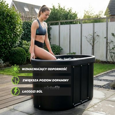 5. VIRTUFIT WANNA LODOWA OWALNA 500 LITRÓW ANTRACYT Z AKCESORIAMI