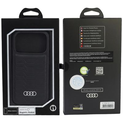 4. Etui Audi GT Synthetic Leather MagSafe na iPhone 18 Pro / 17 Pro - czarne