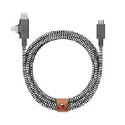 7. Kabel Native Union Belt Cable Duo Pro 240W USB-C - USB-C / lightning, 2,4 m (zebra)