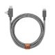 7. Kabel Native Union Belt Cable Duo Pro 240W USB-C - USB-C / lightning, 2,4 m (zebra)