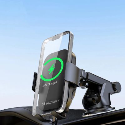 10. Uchwyt Wozinsky WUMID na telefon z ładowarką indukcyjną 15W na deskę rozdzielczą samochodu - czarny