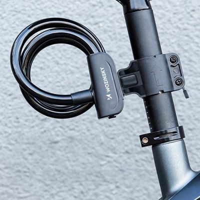 4. Blokada rowerowa Wozinsky WPB-01R przenośna z linką antykradzieżową i 2 kluczami do roweru elektrycznego motocykla - czarna