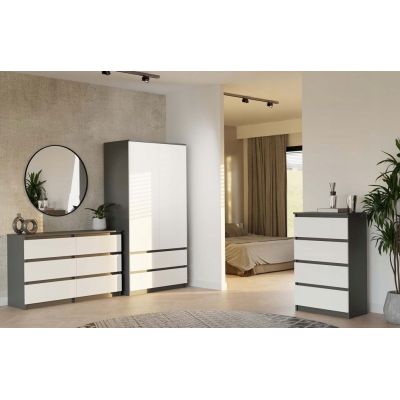 10. M6 MALWA KOMODA 120CM 6 SZUFLAD ANT/BIEL KOMPLET