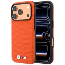 Etui BMW M Quadrille Kevlar Metal Logo MagSafe na iPhone 17 Pro Max / 18 Pro Max - pomarańczowe