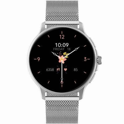 6. Smartwatch Damski GRAVITY GT12-6 Fioletowy Pasek Silikonowy + Srebrna Bransoleta