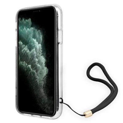 5. Etui Guess 4G Print Strap na iPhone 11 - brązowe
