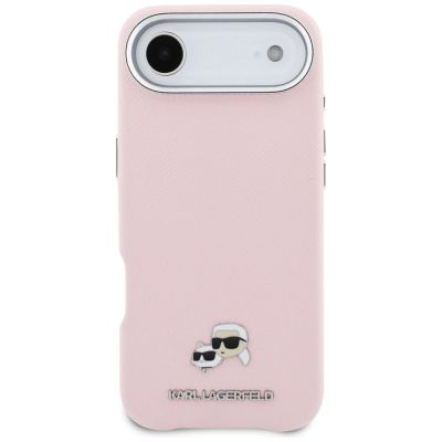 3. Etui Karl Lagerfeld Karl & Choupette Head Pins Saffiano MagSafe na iPhone Air - różowe