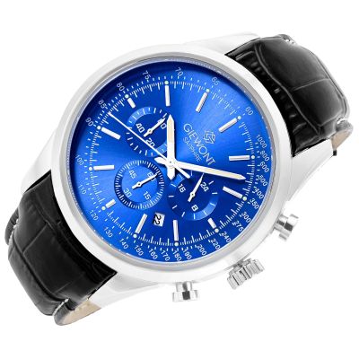 3. Zegarek Męski Giewont Chronograph Sapphire Srebrno Niebieski GW7650-A3