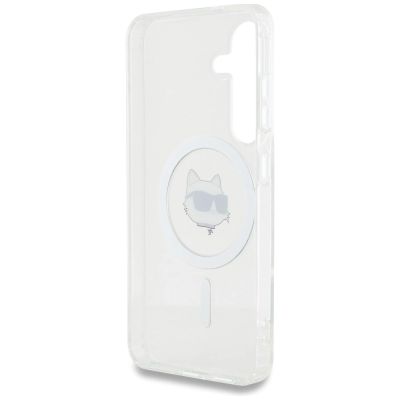 7. Etui Karl Lagerfeld Button Choupette Head Printed Logo MagSafe Samsung Galaxy S25 Plus biały