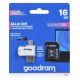 2. Karta pamięci z adapterem i czytnikiem kart GoodRam All in one M1A4-0160R12 (16GB; Class 10; Adapter, Czytnik kart MicroSDHC, Karta pamięci)