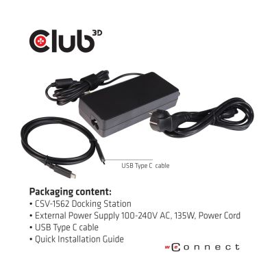16. CLUB3D CSV-1562 stacja dokująca Dokujący USB 3.2 Gen 1 (3.1 Gen 1) Type-C Czarny