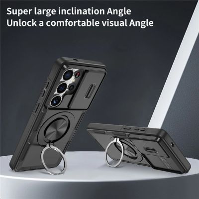 5. Etui na Samsung Galaxy S26 Ultra z przesuwaną osłoną aparatu i obrotową podstawką kompatybilne z MagSafe - czarne