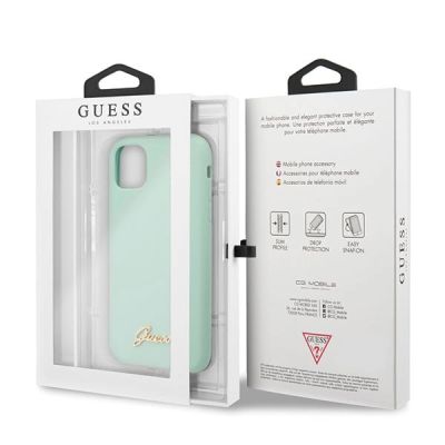 7. Etui Guess Silicone Vintage Gold Logo na iPhone 11 Pro Max - zielone