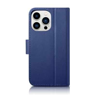 2. iCarer Wallet Case 2in1 etui iPhone 14 Pro skórzany pokrowiec z klapką Anti-RFID niebieski (WMI14220726-BU)