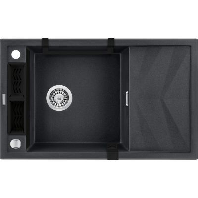 2. Zlewozmywak granitowy magnetyczny 1-komorowy z ociekaczem DEANTE grafit metalik MAGNETIC