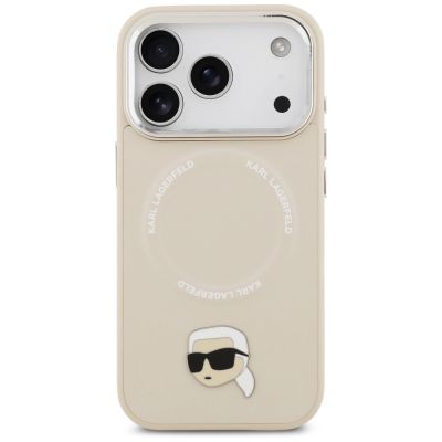 3. Etui Karl Lagerfeld Karl Pin MagSafe do iPhone 17 Pro Max - beżowe