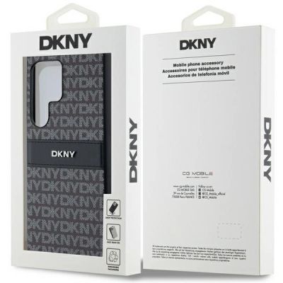 7. Etui DKNY Leather Mono Stripe & Metal Logo na Samsung Galaxy S24 Ultra - czarne