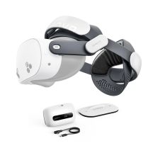 Pasek na głowę BoboVR M3 Pro+ z akumulatorem 6500 mAh i stacją ładującą do Meta Quest 3 / 3S - biały