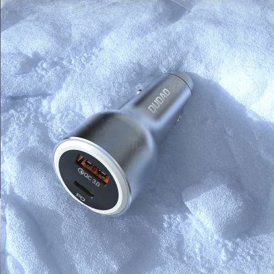 5. Ładowarka samochodowa Dudao R4Ultra 120W Power Delivery Quick Charge LED USB-A USB-C - szary