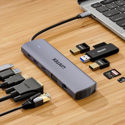 4. UNITEK D1113BGY01 huby i koncentratory 2 x USB 3.2 Gen 2 (3.1 Gen 2) Type-C 1000 Mbit/s Szary